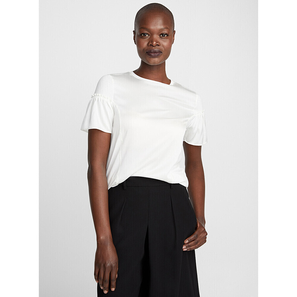 Hugo Boss Women's Drina Silk And Viscose Ruffle Sleeve Top In White Size XS $300